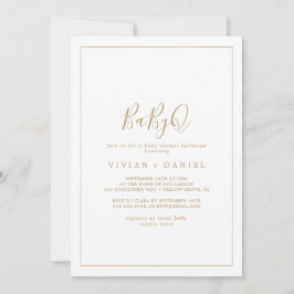 Minimalistisches Gold BabyQ Baby Duschgrill Einladung