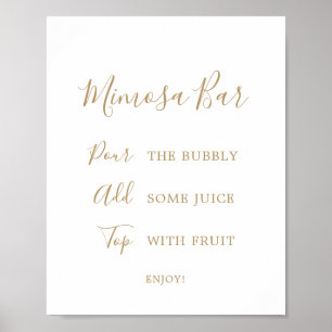 Minimalistisches Gold Brautparty Mimosa Bar Sign Poster