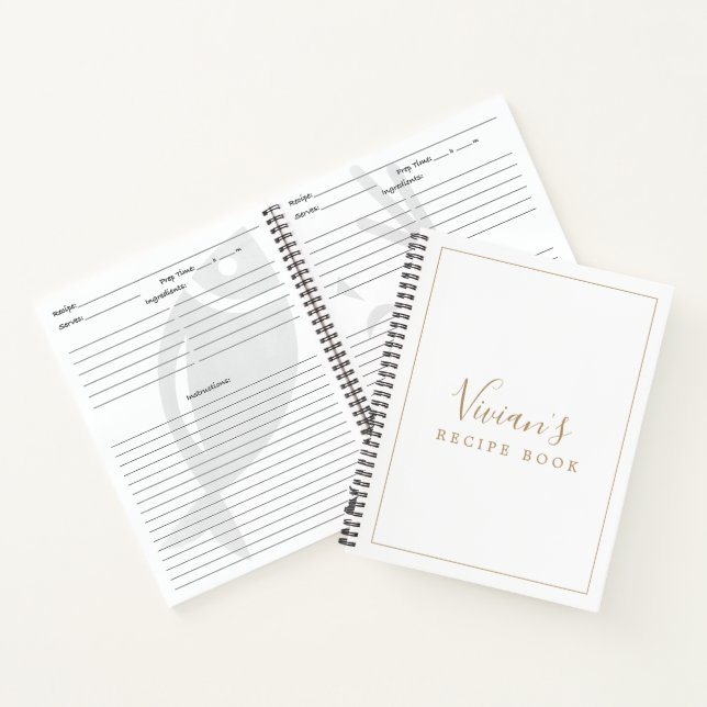 Minimalistisches Gold Brautparty Rezept Notizbuch (Innenseite)