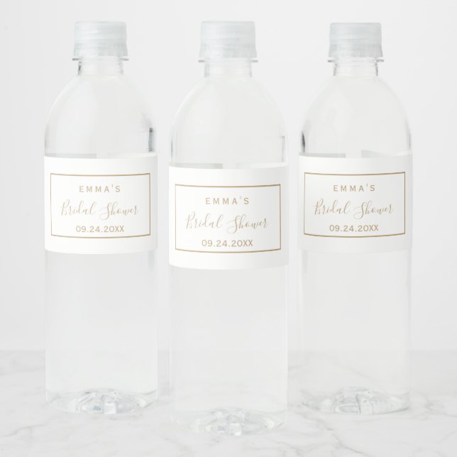 Minimalistisches Gold Bridal Water Flasche Wasserflaschenetikett (Flaschen)
