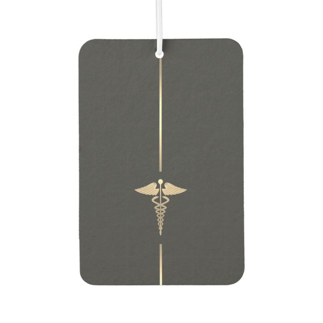 Minimalistisches Gold Caduceus Symbol Autolufterfrischer (Vorderseite)