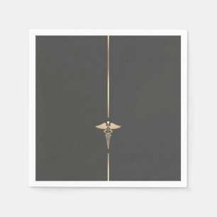 Minimalistisches Gold Caduceus Symbol Serviette