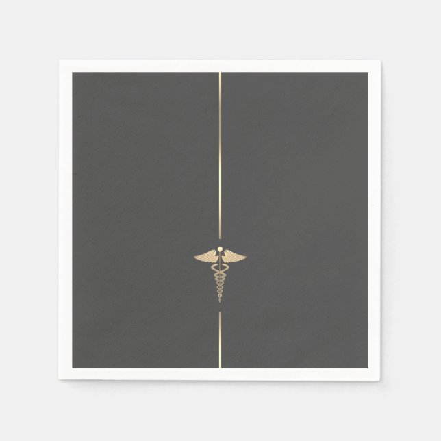 Minimalistisches Gold Caduceus Symbol Serviette (Vorderseite)