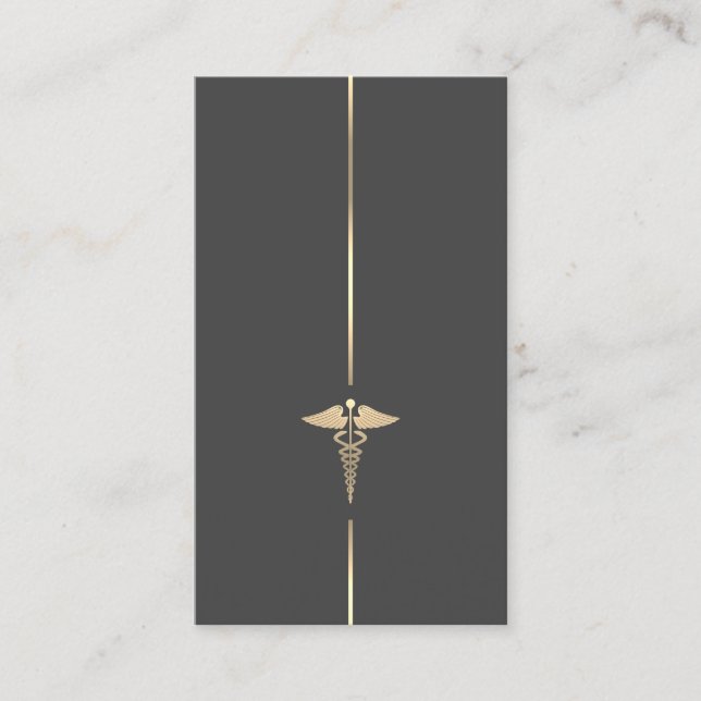 Minimalistisches Gold Caduceus Symbol Visitenkarte (Vorderseite)
