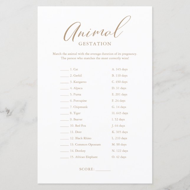 Minimalistisches Gold Calligraphy Baby Gestation G (Vorderseite)