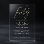 Minimalistisches Gold Elegant Script 40. Geburtsta Acryleinladungen<br><div class="desc">Mit dem Minimalistischen Gold Elegant Script 40th Birthday Akryllische Einladung können Sie einen besonderen Meilenstein setzen. Diese elegante und raffinierte Einladung besticht durch modernes Gold-Script auf Premium-Acryl und schafft so ein zeitloses und raffiniertes Aussehen. Dieses Design ist perfekt für eine klassische 40. Geburtstagsfeier geeignet, um Ihren Stil zu Anzug. Entspannen...</div>