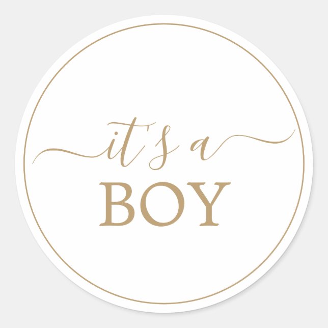 Minimalistisches Gold Es ist ein Boy Sticker (Vorderseite)