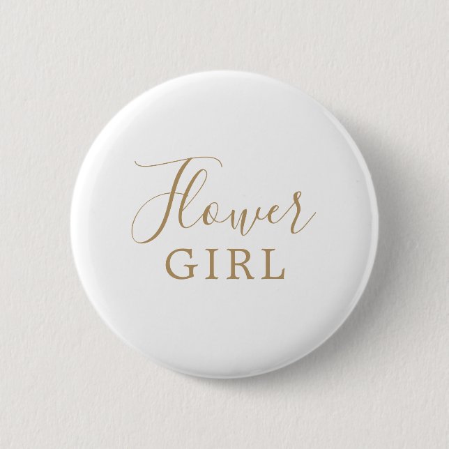 Minimalistisches Gold Flower Girl-Brautparty Button (Vorderseite)