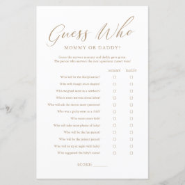 Minimalistisches Gold Guess Wer Mama oder Daddy Ga