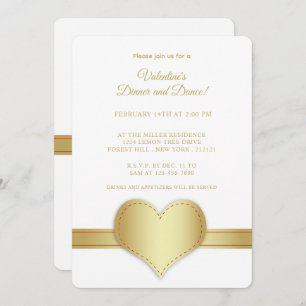 Minimalistisches Gold Herz Gold Strip Valentinstag Einladung