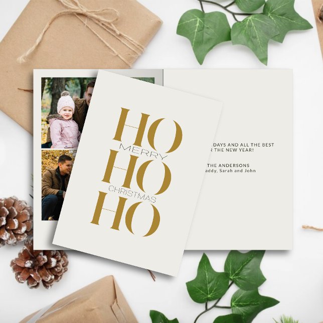 Minimalistisches Gold "HO HO HO" Foto Weihnachten (Von Creator hochgeladen)