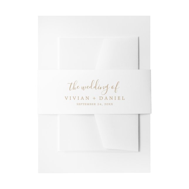 Minimalistisches Gold - Hochzeit von Einladungsbanderole (Vorderseite Beispiel)