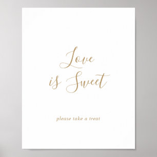 Minimalistisches Gold Love Is Sweet Hochzeitsschil Poster