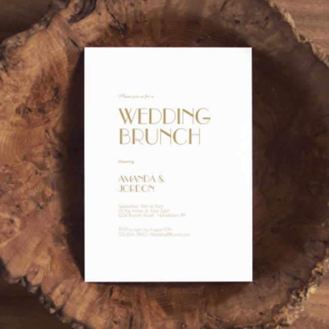 Minimalistisches Gold Modernes Art Deco Hochzeitsf Einladung (Von Creator hochgeladen)