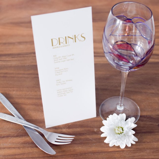 Minimalistisches Gold Modernes Art Déco Menü für H Menükarte (Von Creator hochgeladen)