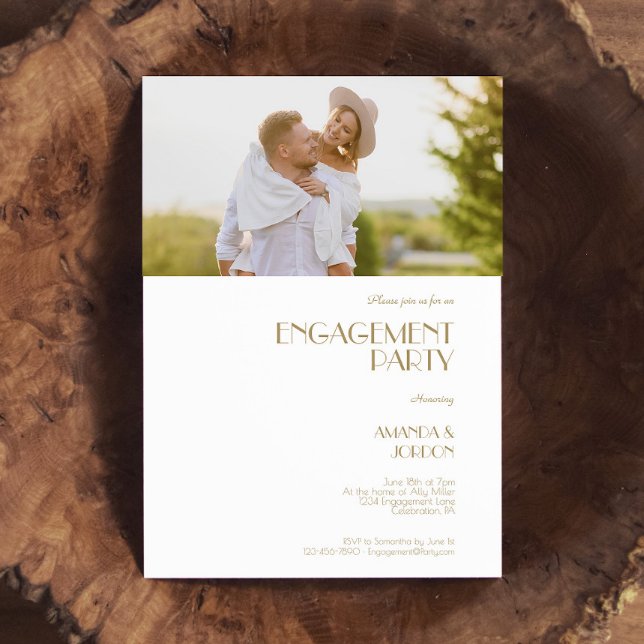 Minimalistisches Gold Modernes Deko Engagement Par Einladung (Von Creator hochgeladen)