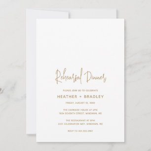 Minimalistisches Gold Modernes Hochzeitsessen Prob Einladung