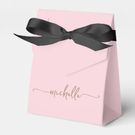 Minimalistisches Gold Monogram Name Script Rosa Geschenkschachtel