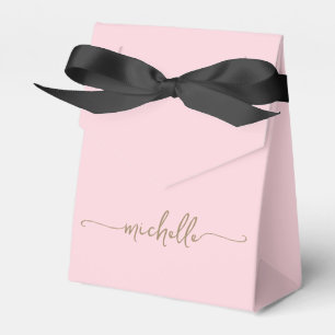 Minimalistisches Gold Monogram Name Script Rosa Geschenkschachtel