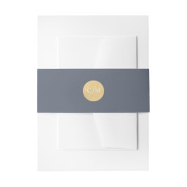 Minimalistisches Gold Monogram Navy Wedelband Einladungsbanderole