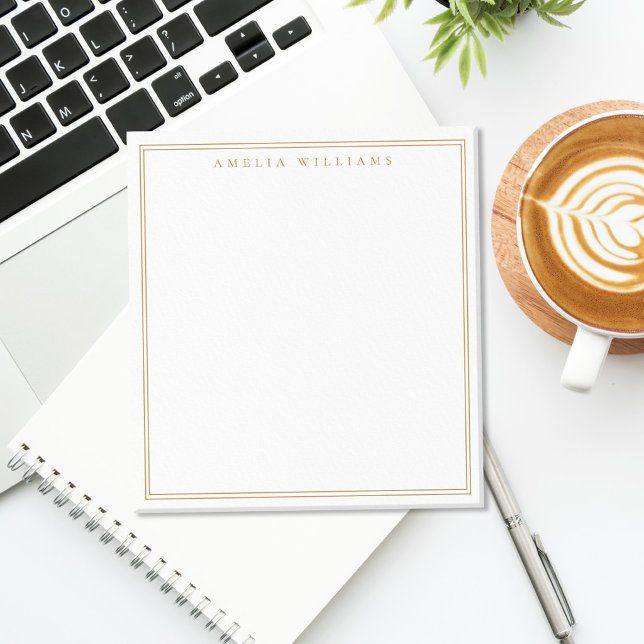 Minimalistisches Gold-Monogramm mit zwei Rändern Notizblock (Von Creator hochgeladen)