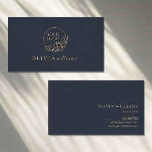 Minimalistisches Gold Navy Blue Einfaches Beruflic Visitenkarte
