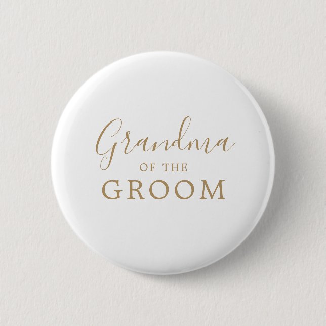 Minimalistisches Gold-Oma des Groom-Brautparty Button (Vorderseite)