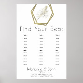 Minimalistisches Gold Palm Leaf Hochzeitsdiagramm Poster