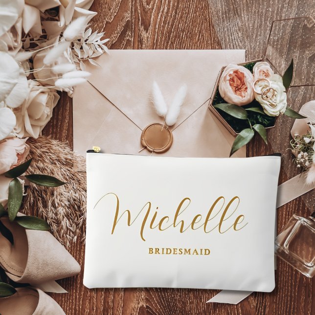 Minimalistisches Gold Personalisierte Elfenbein-Br Zubehörtasche (Von Creator hochgeladen)