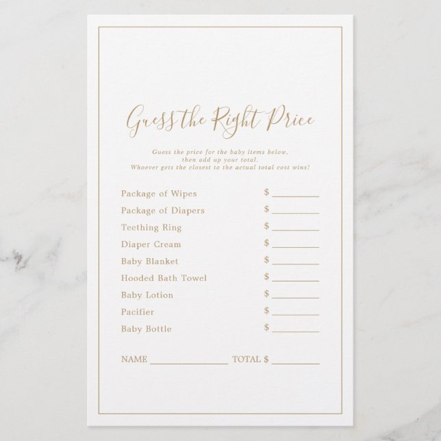 Minimalistisches Gold schätzt das richtige Preissp (Vorderseite)