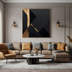 Minimalistisches Gold-Schwarz-Geometrisches Luxus Leinwanddruck