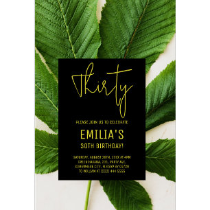 Minimalistisches Gold-Script 30. Geburtstag Folieneinladung