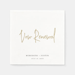 Minimalistisches Gold Script Vow Renewal Party Serviette
