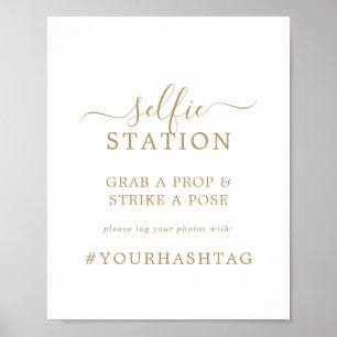 Minimalistisches Gold Selfie Station Wedding Sign Poster
