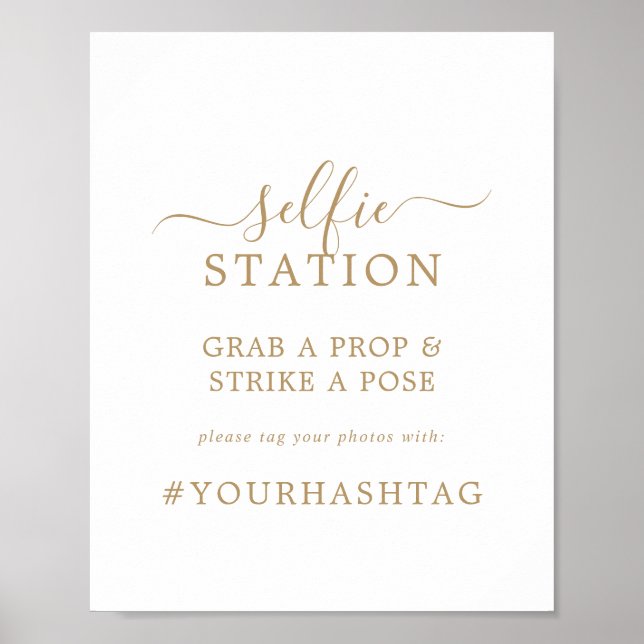 Minimalistisches Gold Selfie Station Wedding Sign Poster (Vorne)