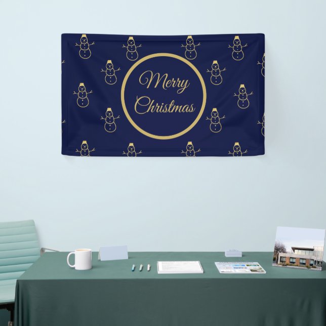 Minimalistisches Gold Snowman Weihnachten Weihnach Banner (Messeveranstaltung)