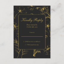 Minimalistisches Gold- und schwarzes Blumendesign 