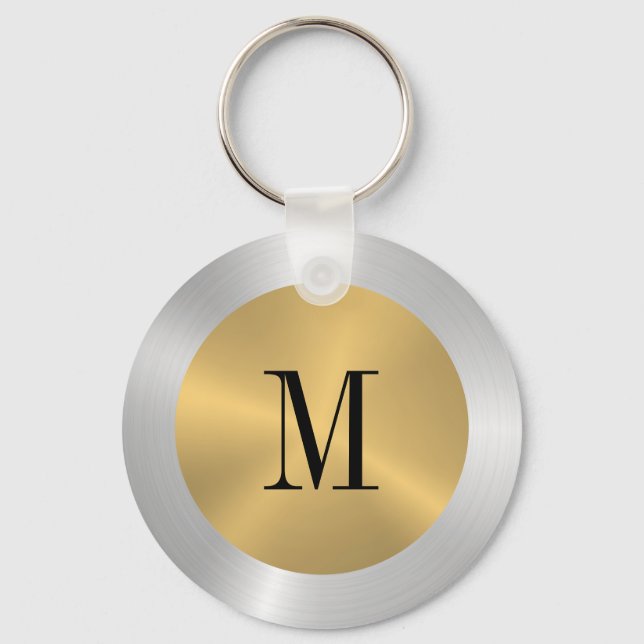 Minimalistisches Gold und Silber-Metallic-Monogram Schlüsselanhänger (Vorderseite)