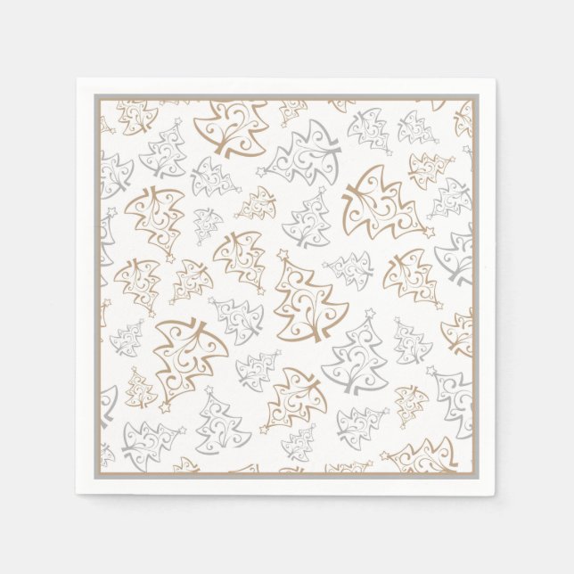 Minimalistisches Gold und Silber Weihnachtsbaummus Serviette (Vorderseite)