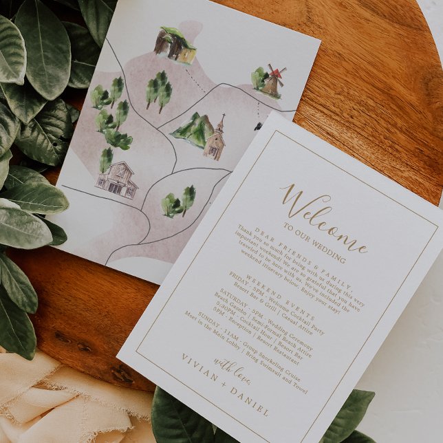 Minimalistisches Gold Willkommensbrief Itineror &  (Von Creator hochgeladen)