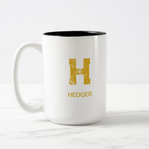 MINIMALISTISCHES GOLDENES EIN-BUCHSTABEN-MONOGRAMM ZWEIFARBIGE TASSE