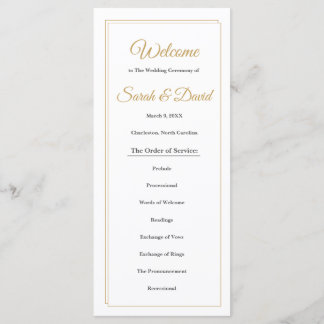 Minimalistisches goldenes Hochzeitsprogramm mit Ra Programm