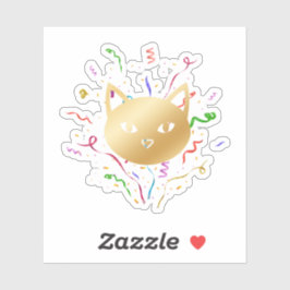 Minimalistisches goldenes Katzengesicht Konfetti N Aufkleber