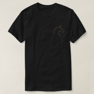 Minimalistisches goldenes Pferd schwarzes T-Shirt