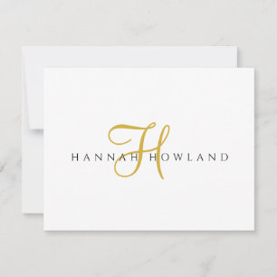Minimalistisches goldenes Schriftmonogramm Name Mitteilungskarte