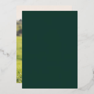 Minimalistisches Goldfolie Smaragd Foto Rückseit Folieneinladung