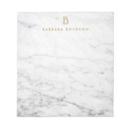 Minimalistisches Goldmonogramm aus weißem Marmor Notizblock