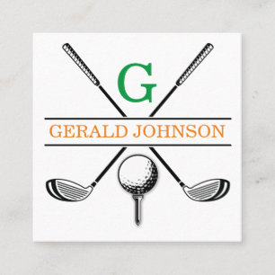 Minimalistisches Golf Monogram Design Square Busin Quadratische Visitenkarte