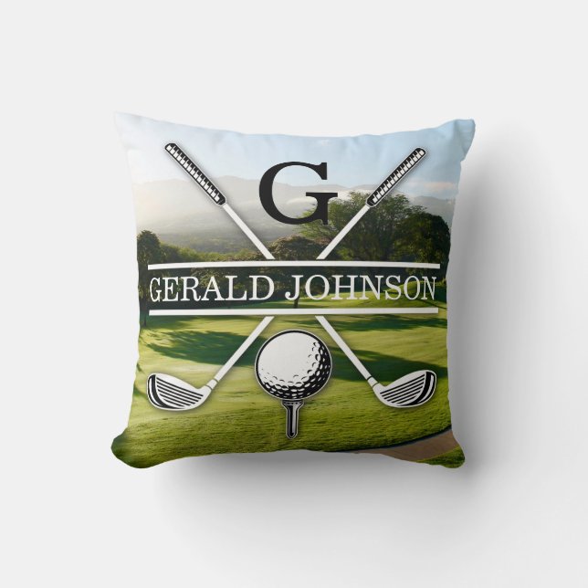 Minimalistisches Golf Monogram Design Throw Kissen (Vorderseite)
