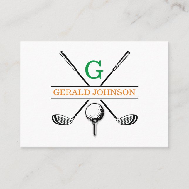 Minimalistisches Golf Monogram Design Visitenkarte (Vorderseite)